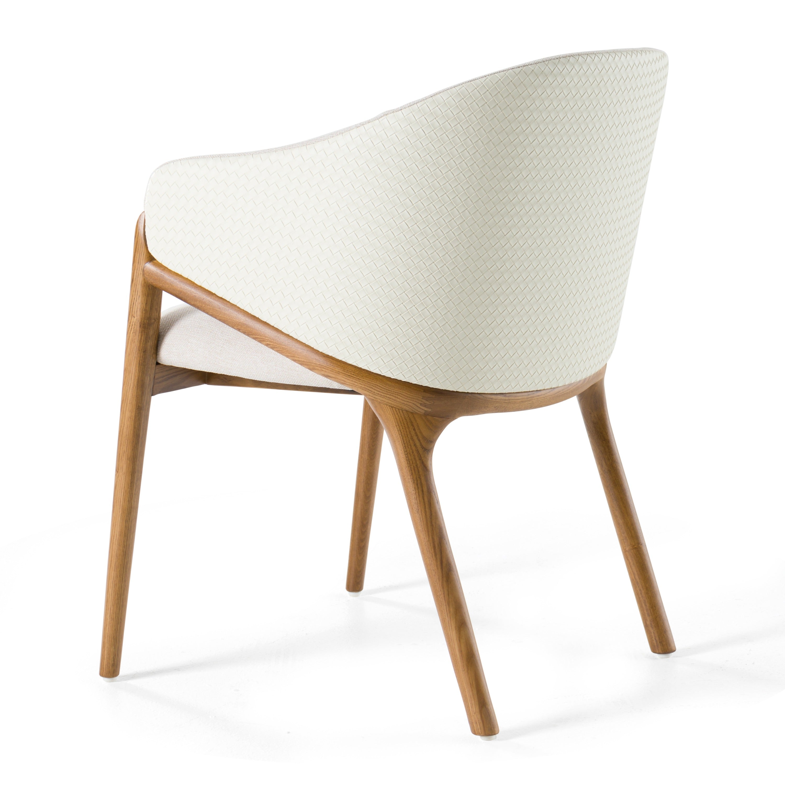 Lunde Cream Fabric and Walnut Arm Dining Chair - image 5