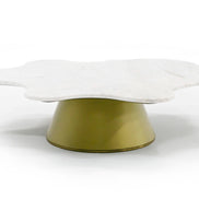 Gabbro Low - Glam White Marble and Gold Coffee Table