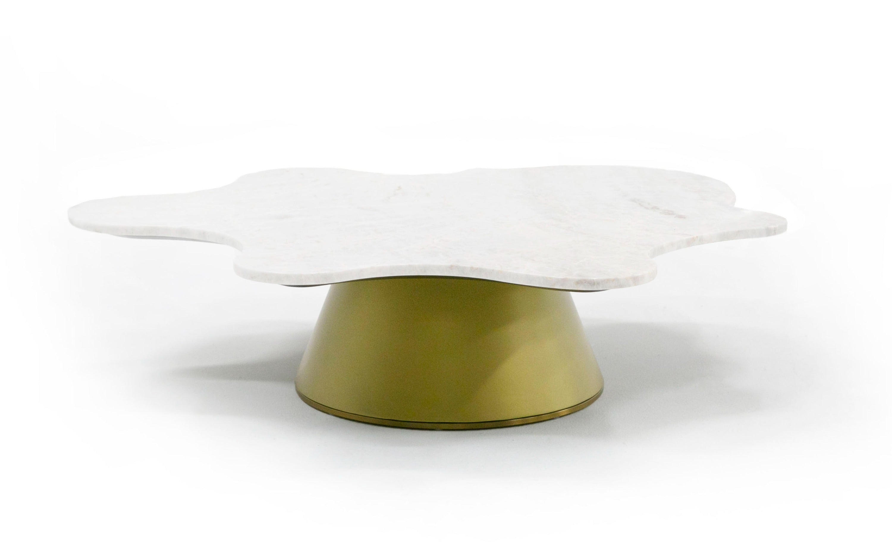 Gabbro Low - Glam White Marble and Gold Coffee Table