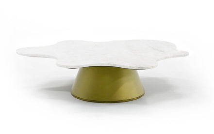 Gabbro Low - Glam White Marble and Gold Coffee Table