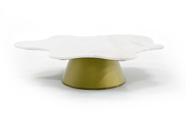 Gabbro Low - Glam White Marble and Gold Coffee Table