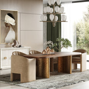 Marjorie - Modern Walnut + Brushed Gold Rectangular Dining Table - image 4