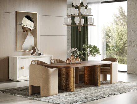Marjorie - Modern Walnut + Brushed Gold Rectangular Dining Table - image 4