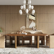 Marjorie - Modern Walnut + Brushed Gold Rectangular Dining Table - image 5