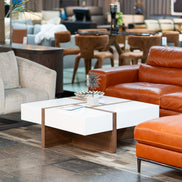 Makai Modern White & Walnut Square Coffee Table - image 5