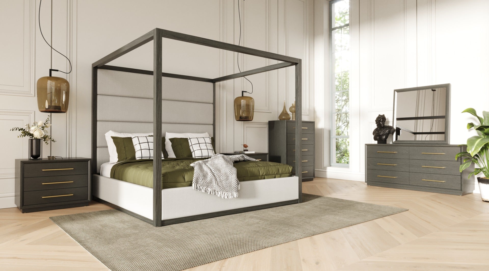 Manhattan- Contemporary Grey and Gold Dresser - image 2