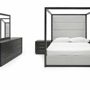 Manhattan- Contemporary Canopy Grey Bedroom Set-queen