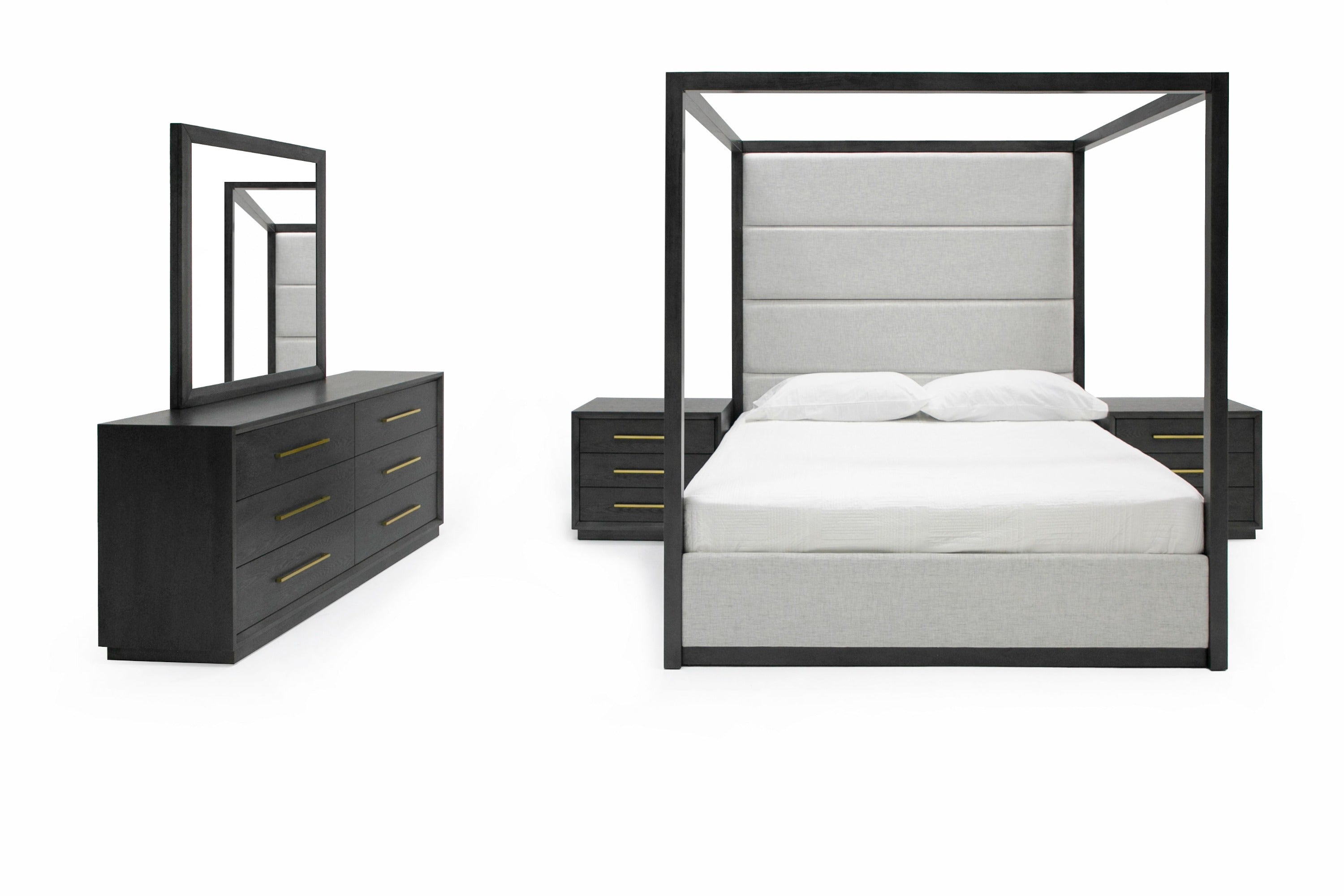 Manhattan- Contemporary Canopy Grey Bedroom Set-queen