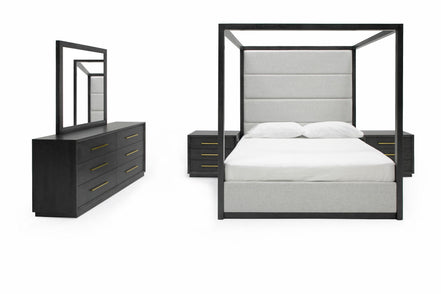 Manhattan- Contemporary Canopy Grey Bedroom Set-queen