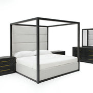 Manhattan- Contemporary Canopy Grey Bedroom Set-queen - image 2