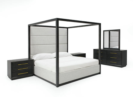 Manhattan- Contemporary Canopy Grey Bedroom Set-queen - image 2