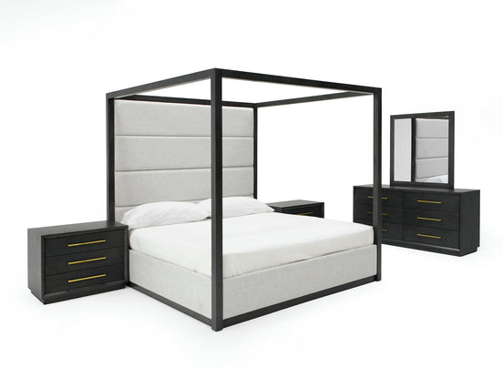 Manhattan- Contemporary Canopy Grey Bedroom Set-queen - image 2