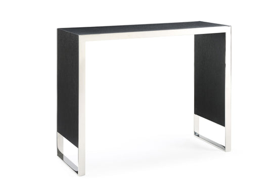 Manston - Modern Black Oak & Stainless Steel Bar Table