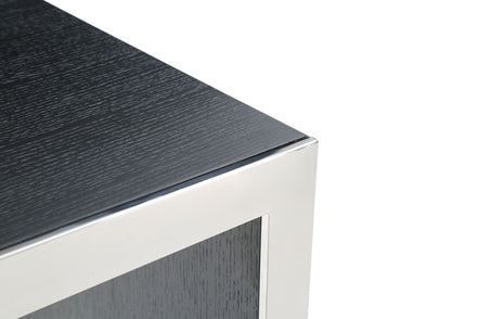 Manston - Modern Black Oak & Stainless Steel Bar Table - image 5