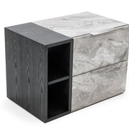 Maranello - Modern Grey Wash & Faux Marble Nightstand