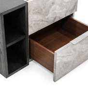 Maranello - Modern Grey Wash & Faux Marble Nightstand - image 2