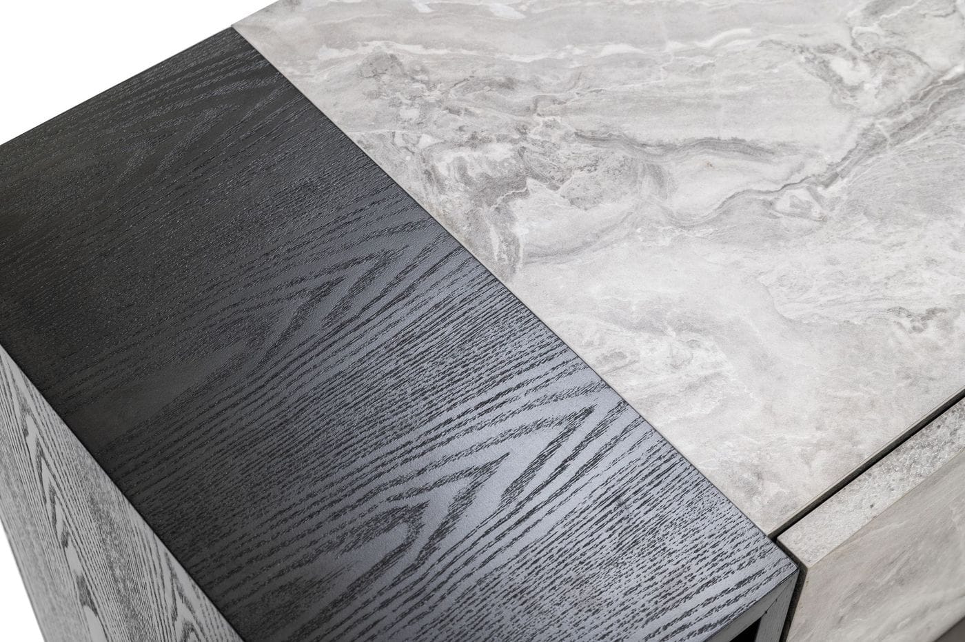 Maranello - Modern Grey Wash & Faux Marble Nightstand - image 3