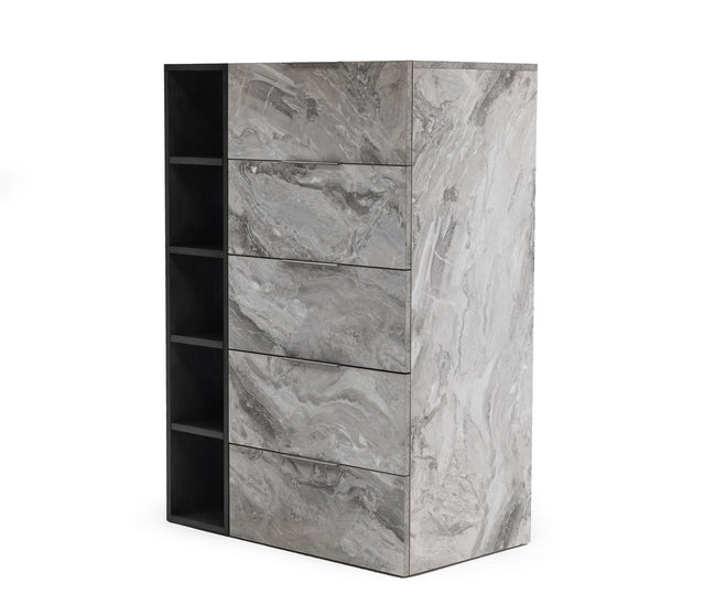 Maranello - Modern Grey Wash & Faux Marble Chest
