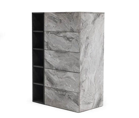 Maranello - Modern Grey Wash & Faux Marble Chest