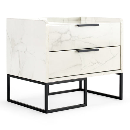 Marbella - Italian Modern White Marble Nightstand - image 4