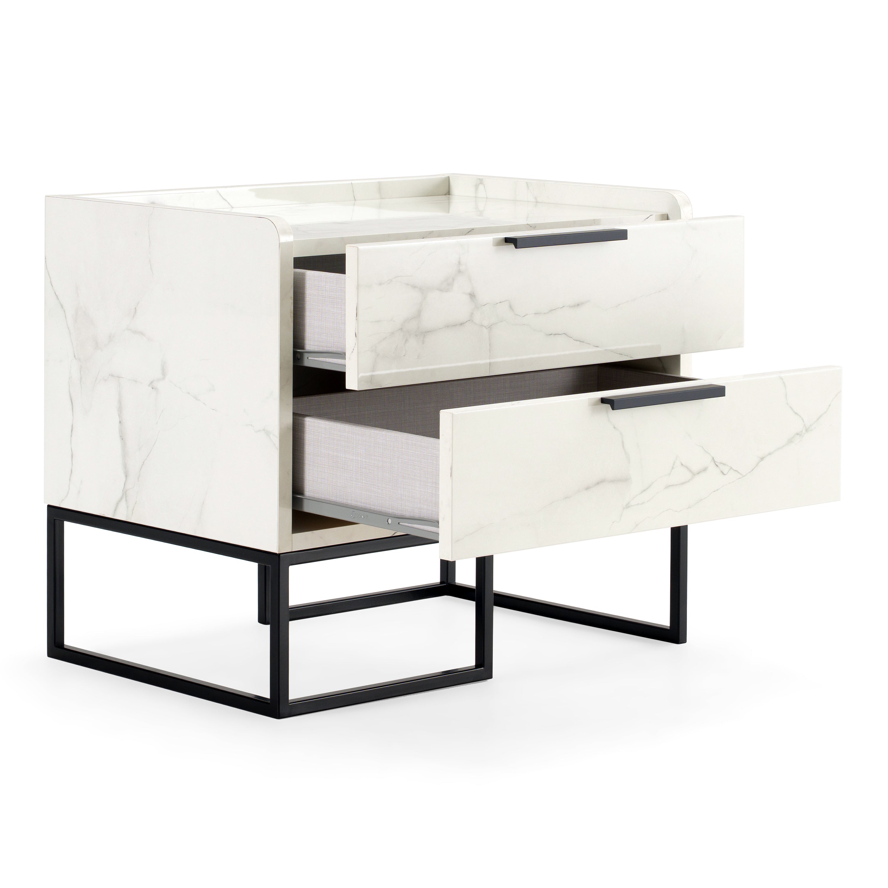 Marbella - Italian Modern White Marble Nightstand - image 5