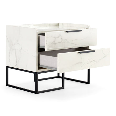 Marbella - Italian Modern White Marble Nightstand - image 5