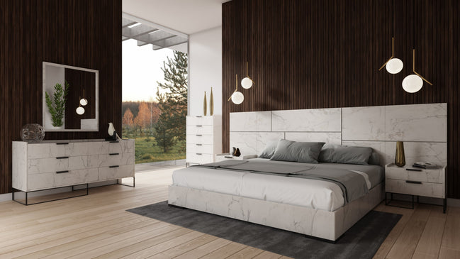 Marbella - Italian Modern White Marble Nightstand