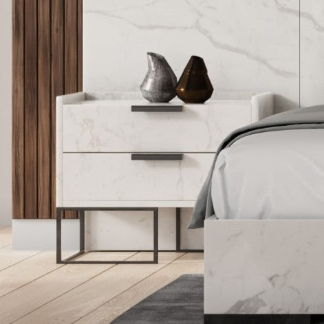 Marbella - Italian Modern White Marble Nightstand - image 2