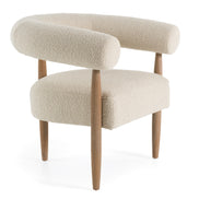 Marchland - Modern Beige Fabric + Oak Accent Chair