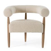 Marchland - Modern Beige Fabric + Oak Accent Chair - image 2