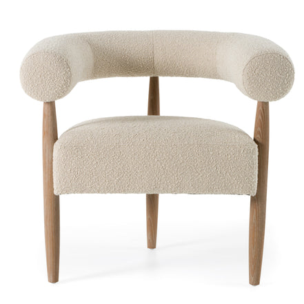 Marchland - Modern Beige Fabric + Oak Accent Chair - image 2