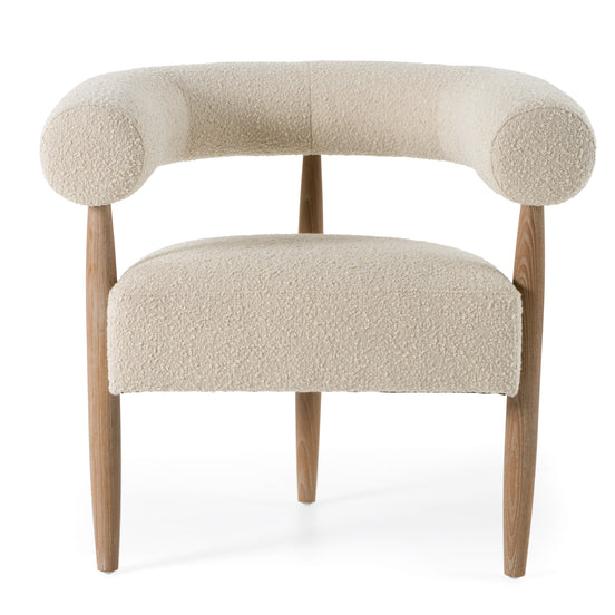 Marchland - Modern Beige Fabric + Oak Accent Chair - image 2