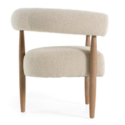 Marchland - Modern Beige Fabric + Oak Accent Chair - image 3
