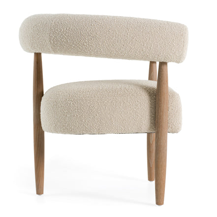 Marchland - Modern Beige Fabric + Oak Accent Chair - image 3