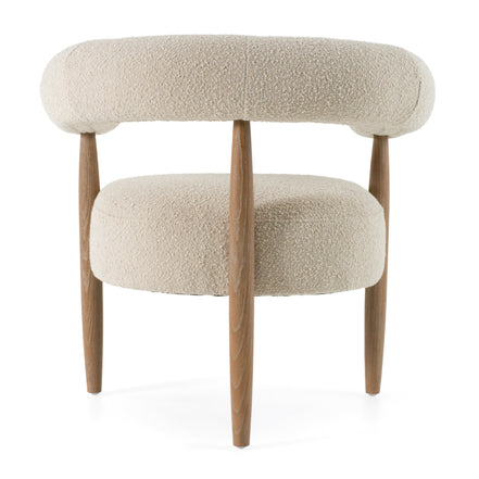 Marchland - Modern Beige Fabric + Oak Accent Chair - image 4