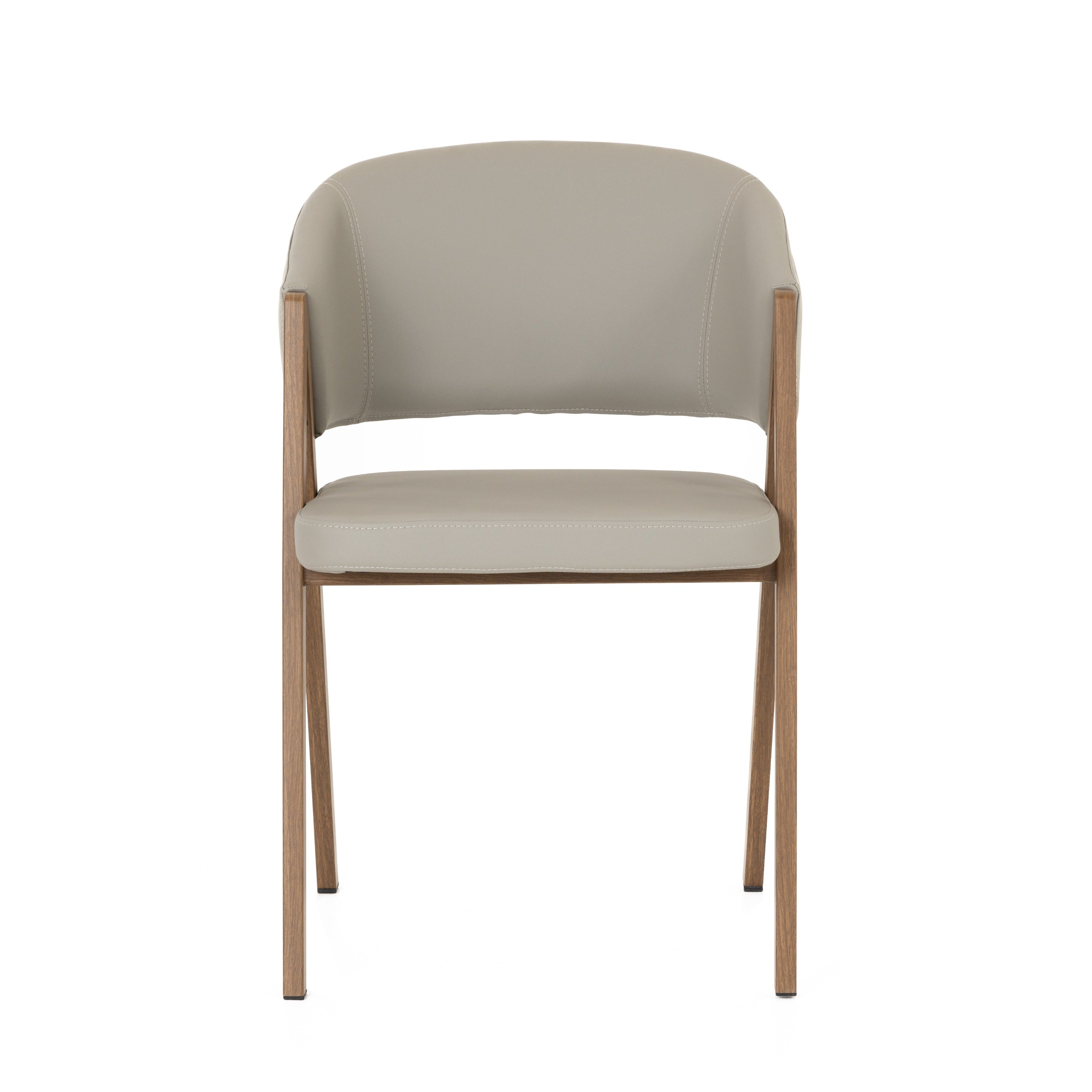 Marcus - Modern Light Grey Vegan Leather Dining Chair (Set of 2)