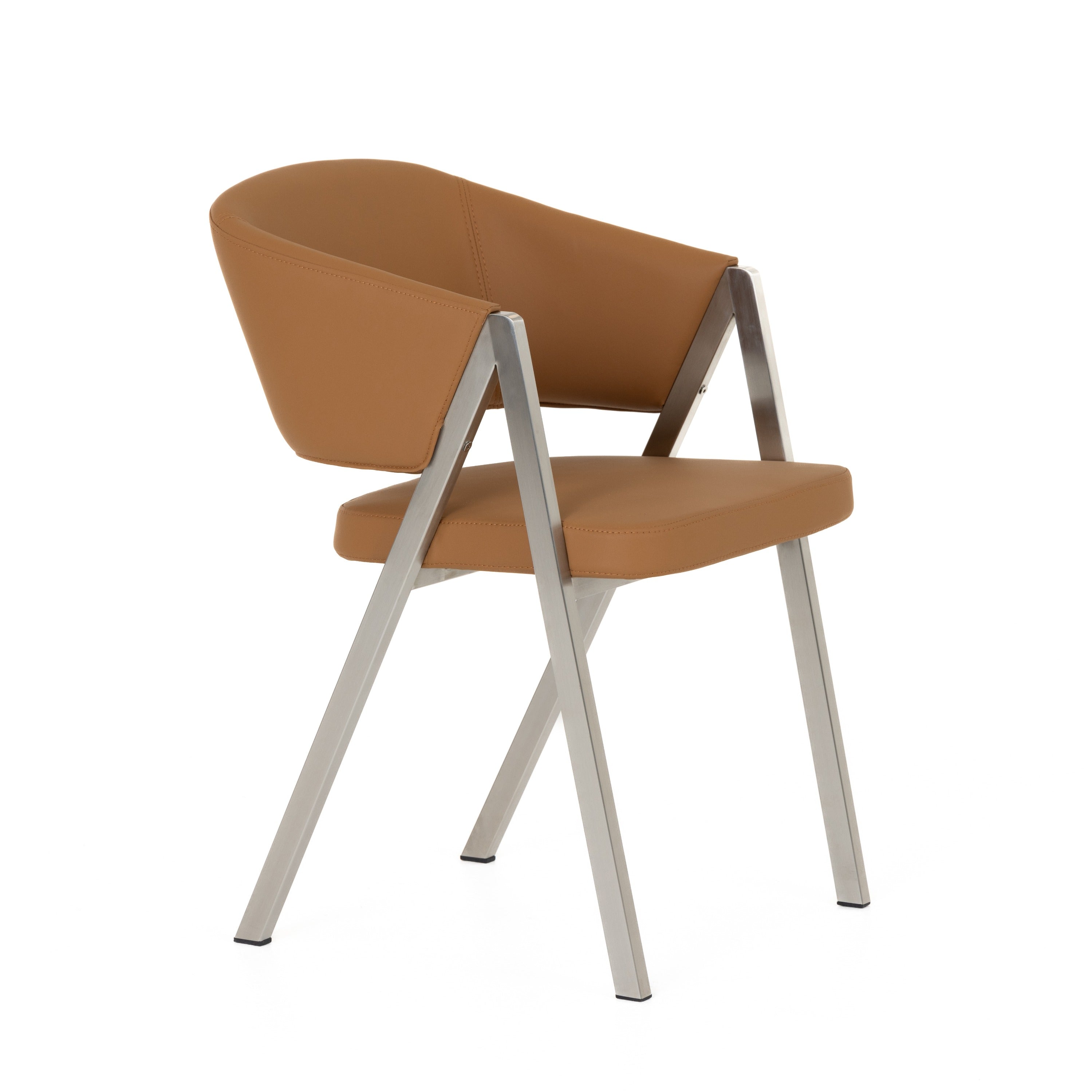 Marcus - Modern Camel Vegan Leather Dining Chair (Set of 2) - image 3
