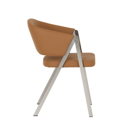 Marcus - Modern Camel Vegan Leather Dining Chair (Set of 2) - image 4