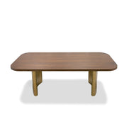 Marjorie - Modern Walnut + Brushed Gold Rectangular Dining Table - image 2