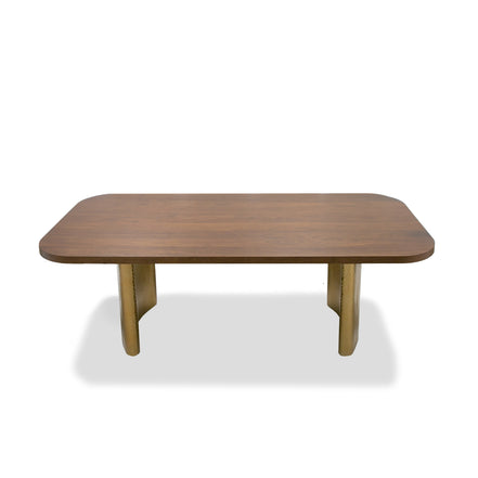 Marjorie - Modern Walnut + Brushed Gold Rectangular Dining Table - image 2