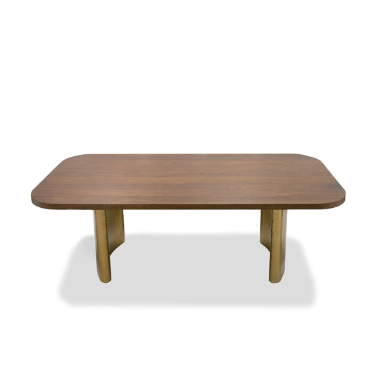 Marjorie - Modern Walnut + Brushed Gold Rectangular Dining Table - image 2