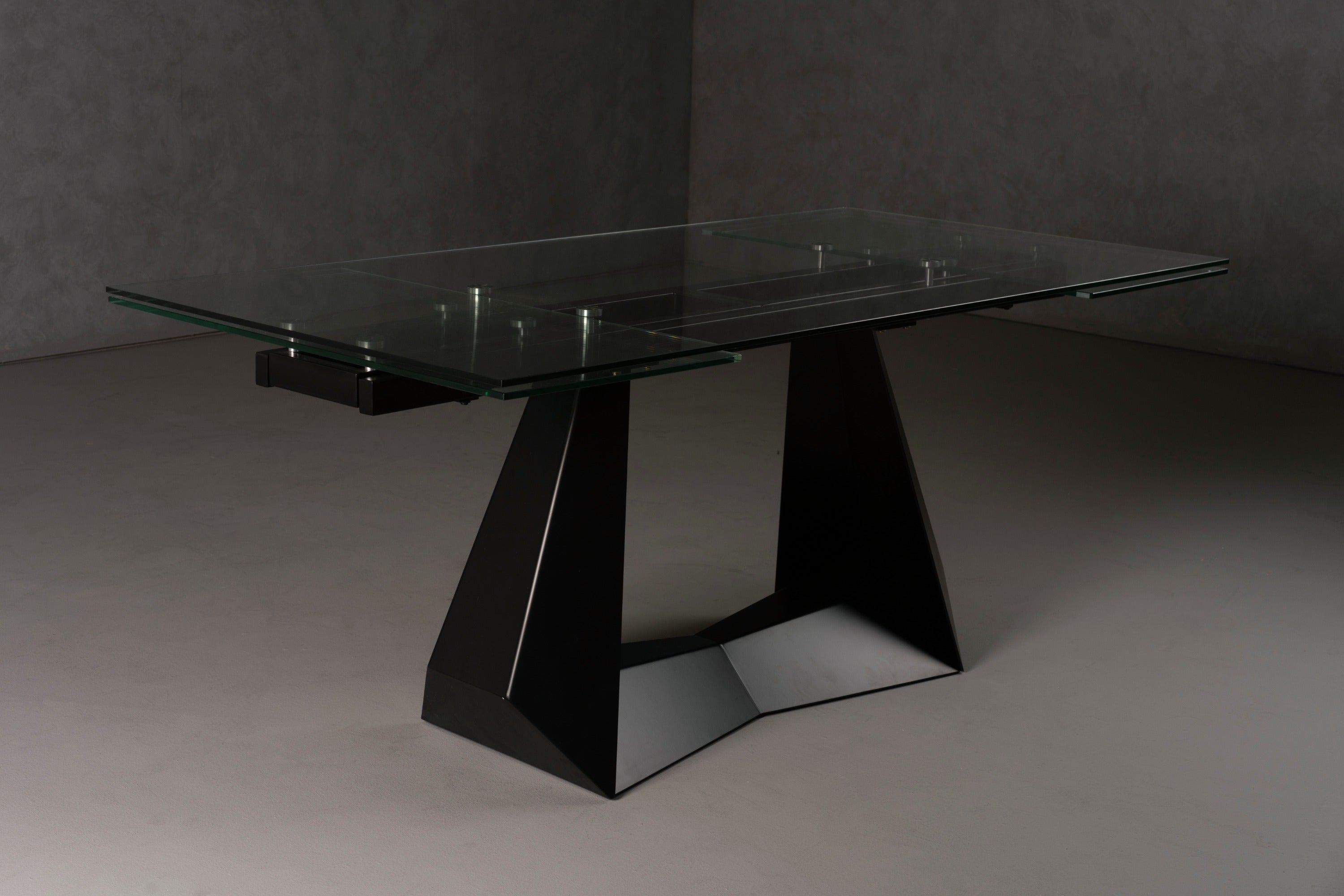 Maroney - Modern Black and Glass Extendable 70.5