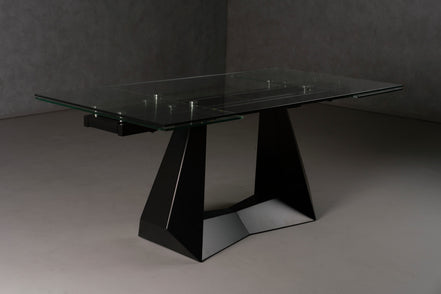 Maroney - Modern Black and Glass Extendable 70.5"/106" Dining Table