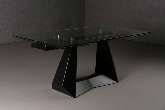 Maroney - Modern Black and Glass Extendable 70.5"/106" Dining Table