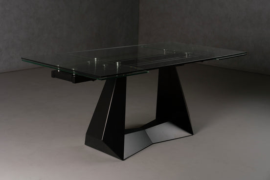 Maroney - Modern Black and Glass Extendable 70.5"/106" Dining Table