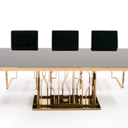 Marston Modern Black Glass & Rosegold Dining Table
