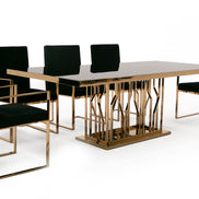 Marston Modern Black Glass & Rosegold Dining Table - image 2