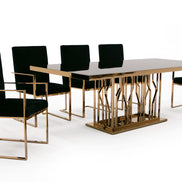 Marston Modern Black Glass & Rosegold Dining Table - image 3
