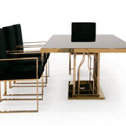 Marston Modern Black Glass & Rosegold Dining Table - image 4