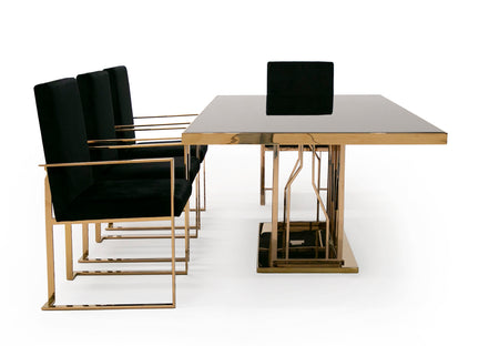 Marston Modern Black Glass & Rosegold Dining Table - image 4